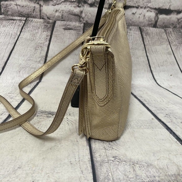 Fossil Handbag Sydney Gold Metallic Crossbody Small Zip‎ Closure Purse - Picture 4 of 14
